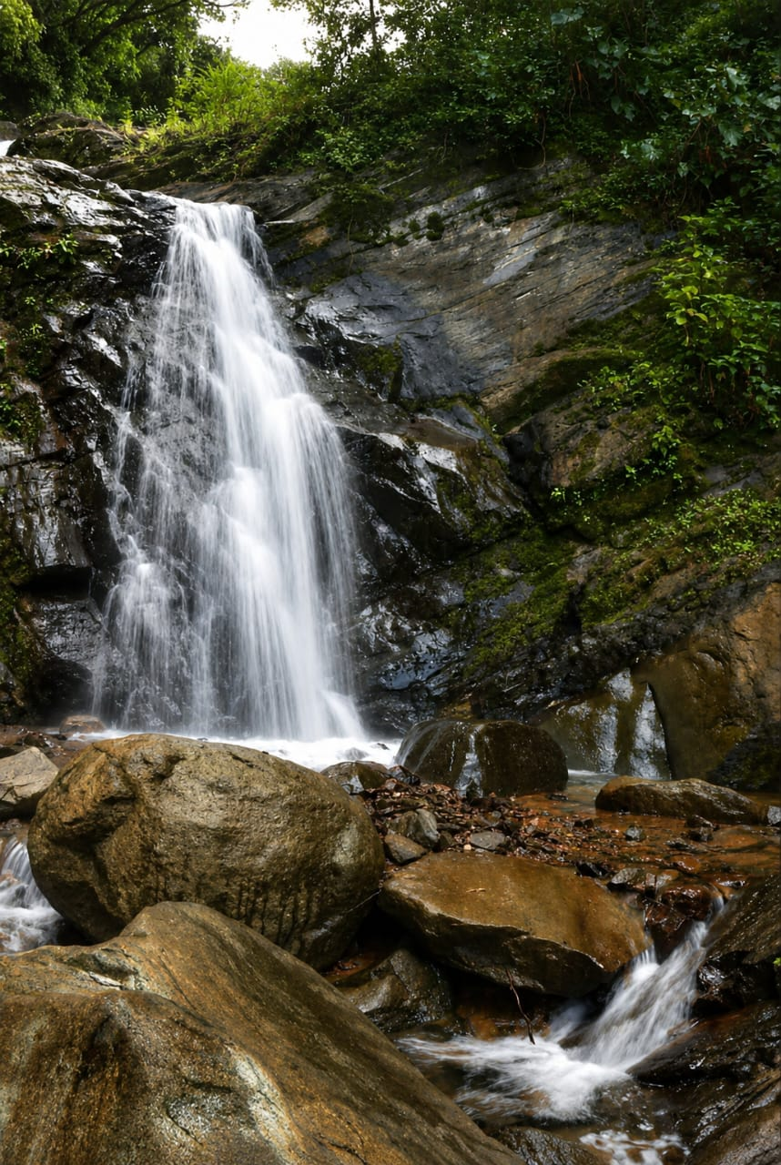 Catarata rodeada de bosque en Las Cascadas