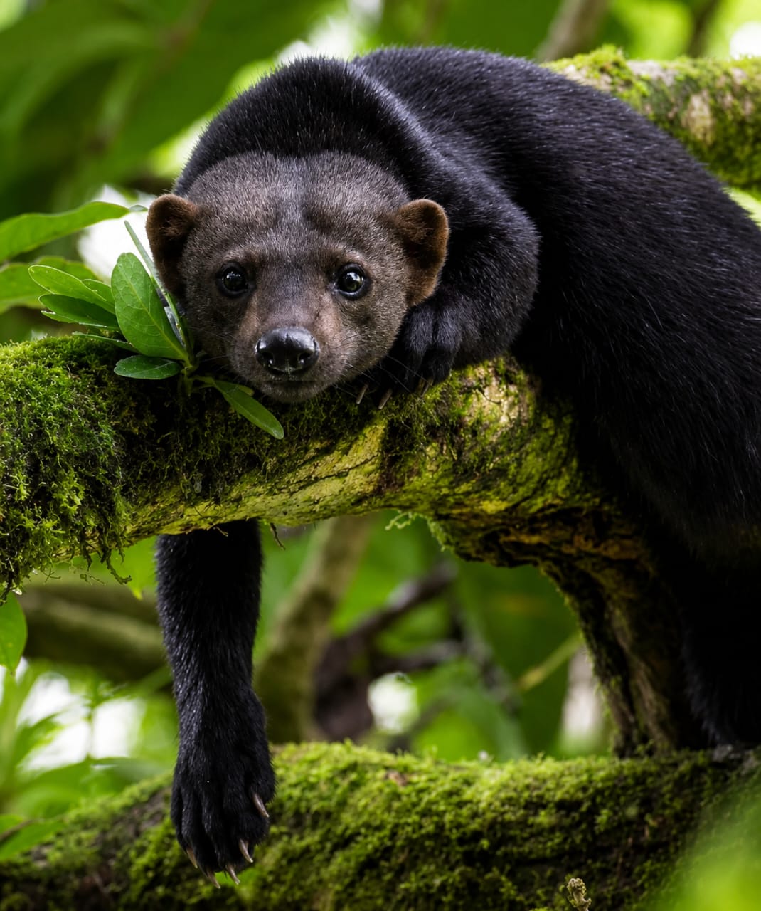 Tolomuco descansando sobre una rama musgosa