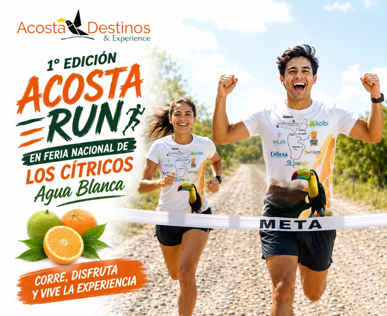 AcostaRUN 1ra Edición — Afiche Feria Nacional de los Cítricos, Agua Blanca