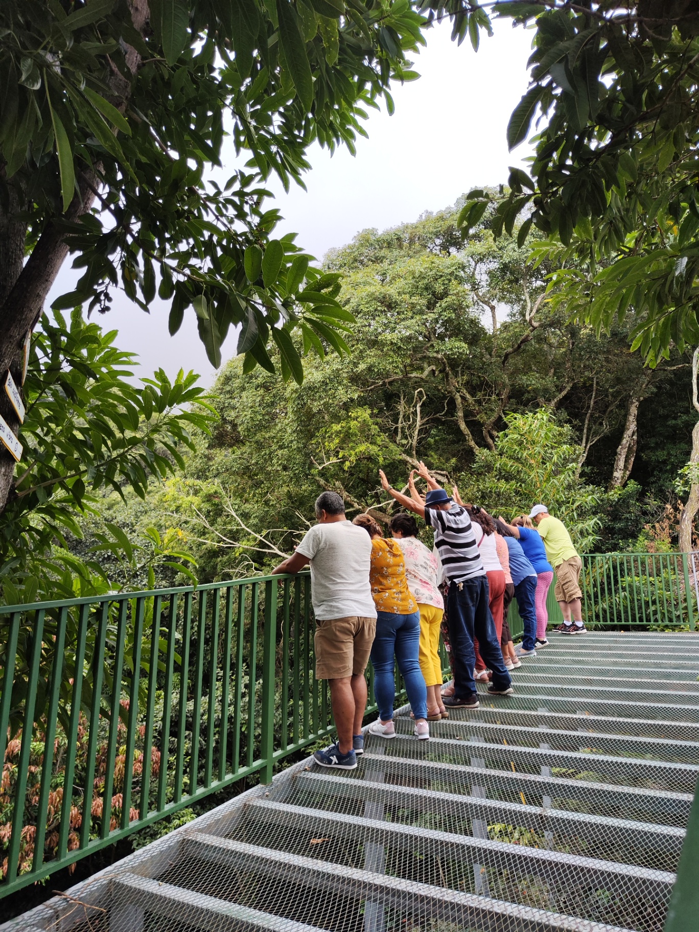 Mirador exterior con visitantes disfrutando la vista
