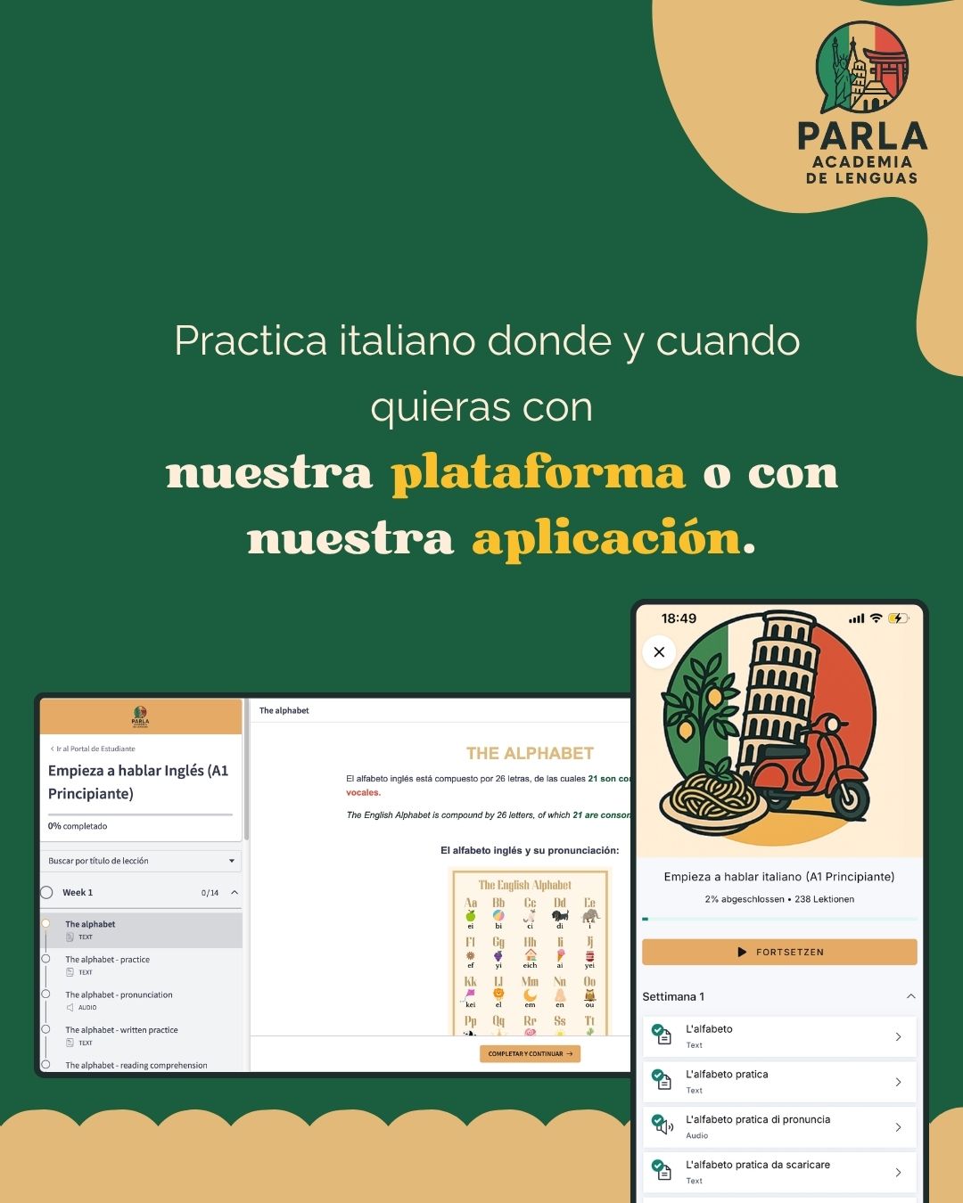 Plataforma y aplicación de aprendizaje de Parla