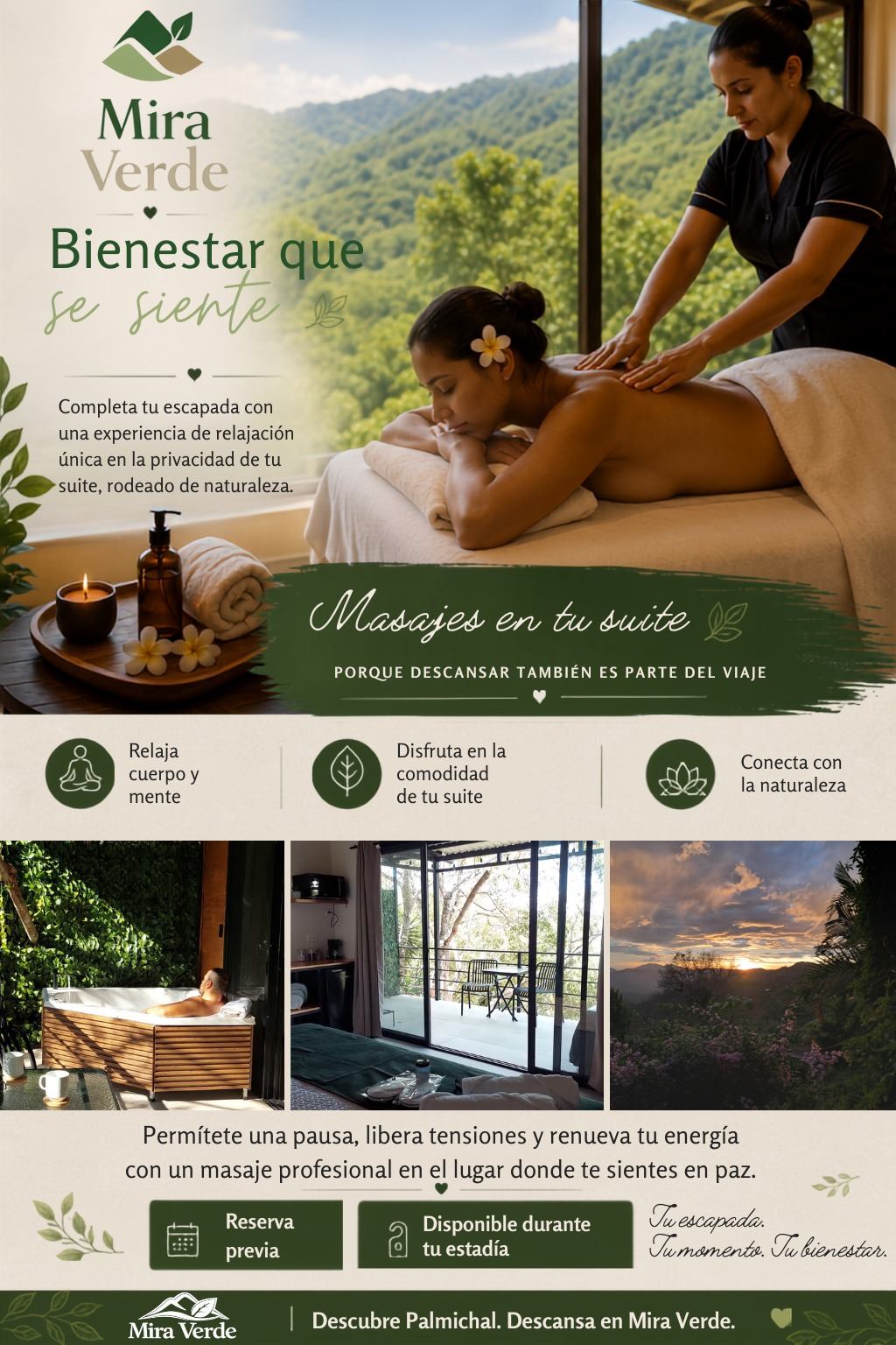 Bienestar que se siente — masajes en tu suite